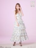 【予約商品/3月上旬発送予定】XS-Lサイズあり【DEA./ディア】フラワー/ ジャガード/ シフォン/ ティアード/ フレア/ ワンピース/ ミディアムドレス/ キャバドレス long[OF08]