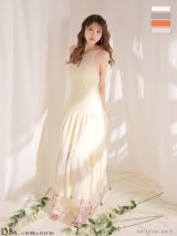 【予約商品/4月中旬発送予定】XSサイズあり【DEA./ディア】ストレッチ/ ギャザー/ シフォン/ バックオープン/ ティアード/ ワンピース/ ミディアムドレス/ キャバドレス[OF08]