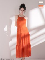 【予約商品/4月中旬発送予定】XSサイズあり【DEA./ディア】ストレッチ/ ギャザー/ シフォン/ バックオープン/ ティアード/ ワンピース/ ミディアムドレス/ キャバドレス[OF08]