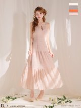 【予約商品/4月中旬発送予定】XSサイズあり【DEA./ディア】ストレッチ/ ギャザー/ シフォン/ バックオープン/ ティアード/ ワンピース/ ミディアムドレス/ キャバドレス[OF08]