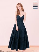 【予約商品/6月中旬発送予定】XSサイズあり【DEA./ディア】サテン/ ティアード/ バックリボン/ キャミ/ フレア/ ワンピース/ ミディアムドレス/ キャバドレス long[OF08]