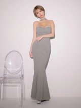 XSサイズあり【Glossy/グロッシー】チョーカーネック/ ジップ/ シアー/シンプル/ マーメイド/ ワンピース/ ロングドレス/ キャバドレスlong[OF08]