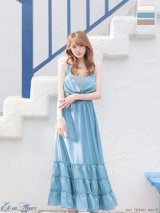 【予約商品/6月下旬発送予定】XS-Lサイズあり【DEA./ディア】Drape tiered long dress/ ドレープ/ フリル/ ティアード/ ノースリーブ/ ワンピース/ フレア/ ミディアムドレス/ キャバドレス long[OF08]