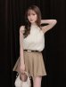 アイボリーxベージュ モデル：ゆめ　身長：160cm　着用サイズ：Sサイズ