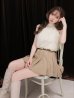 アイボリーxベージュ モデル：ゆめ　身長：160cm　着用サイズ：Sサイズ