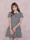 即日発送【ROBE de FLEURS/ローブドフルール】ラメ/ ツイード/ スカラップレース/ ミニドレス/ キャバドレス[OF08]