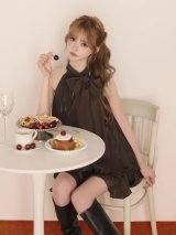 【予約商品/9月下旬発送予定】XSサイズあり【ROBE de FLEURS/ローブドフルール】リボン/ ホルター/ プリーツシフォン/ セットアップ/ ミニドレス/ キャバドレス[OF08]