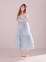 【予約商品/10月下旬発送予定】【DEA./ディア】フロントジップ/ ティアード/ チュール/ ラメ/ サテン/ キャミソール/ ティアード/ ワンピース/ ミディアムドレス/ キャバドレス long[OF08]