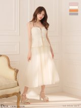 XSサイズあり【DEA./ディア】フラワー/ レース/ ペプラム/ チュール/ ミディアムドレス/ キャバドレス long[OF08]