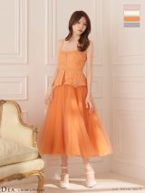 XSサイズあり【DEA./ディア】フラワー/ レース/ ペプラム/ チュール/ ミディアムドレス/ キャバドレス long[OF08]