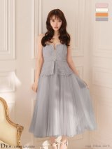 XSサイズあり【DEA./ディア】フラワー/ レース/ ペプラム/ チュール/ ミディアムドレス/ キャバドレス long[OF08]