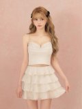 【予約商品/9月上旬発送予定】XSサイズあり【ROBE de FLEURS/ローブドフルール】ビジュー/ ラメ/ チュール/ フレア/ セットアップ/ フリル/ ティアード/ ミニドレス/ キャバドレス[OF08]