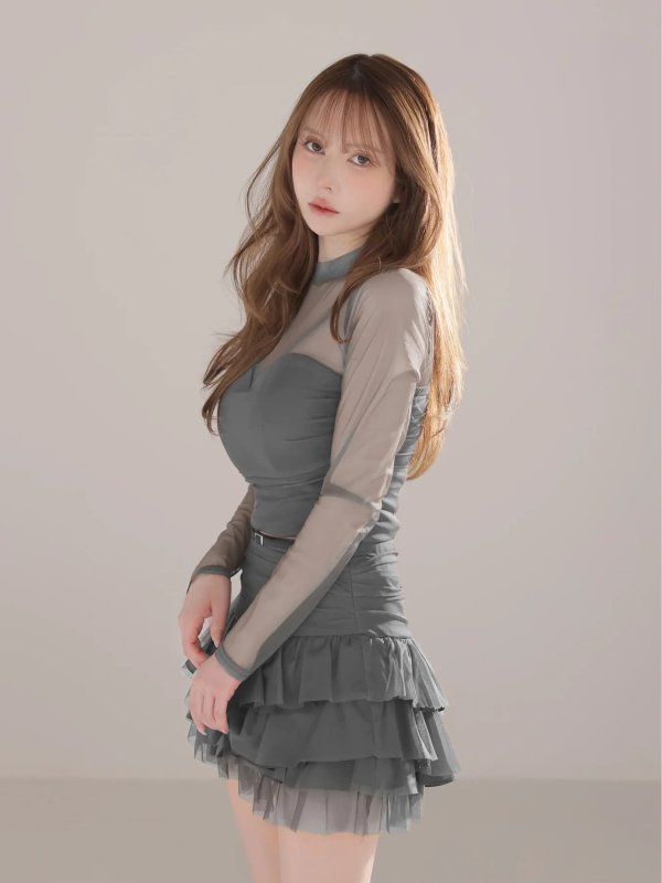 グレー　モデル：ゆめ　身長：160cm　着用サイズ：Sサイズ