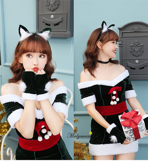 画像6: 【即日発送】【クリスマスコスプレ7点セット】【Malymoon/マリームーン】キャットサンタコスプレ【フリーサイズ/1カラー】[YMT]