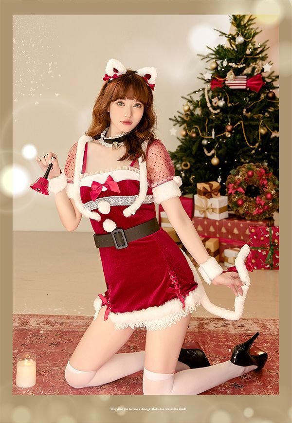 画像5: 【即日発送】【クリスマスコスプレ7点セット】【Malymoon/マリームーン】ポンポン猫耳サンタ【フリーサイズ/1カラー】[YMT]