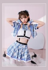 【即日発送】チェックデビル制服コスチューム【マリームーン】【ハロウィンコスプレ10点セット】【フリーサイズ/2カラー】[YMT]
