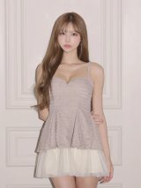 【予約商品/10月中旬発送予定】【ROBE de FLEURS/ローブドフルール】ビジューストラップ/ バックレースアップ/ ペプラム/ チュール/ キャミソール/ フレア/ セットアップ/ ミニドレス/ キャバドレス[OF08]
