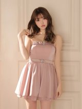 【予約商品/9月上旬発送予定】XSサイズあり【ROBE de FLEURS/ローブドフルール】ベロア/ ビジュー/ リボン/ サテン/ ベアトップ/ フレア/ ミニドレス/ キャバドレス[OF08]