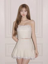 【予約商品/10月下旬発送予定】【ROBE de FLEURS/ローブドフルール】ツイード/ ニット/ リボン/ ベアトップ/ レース/ ストレッチ/ セットアップ/ フレア/ ミニドレス/ キャバドレス[OF08]