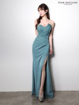 【JEAN MACLEAN/ジャンマクレーン】ラメニット/ クロスデザイン/ ベア/ ワンカラー/ ストレッチ/ タック/ スリット/ タイト/ ロングドレス/ キャバドレス long[OF2A]