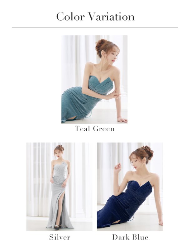 画像20: 【JEAN MACLEAN/ジャンマクレーン】ラメニット/ クロスデザイン/ ベア/ ワンカラー/ ストレッチ/ タック/ スリット/ タイト/ ロングドレス/ キャバドレス long[OF2A]