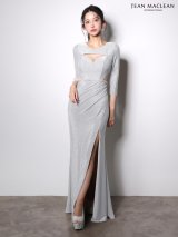Lサイズあり【JEAN MACLEAN/ジャンマクレーン】ウエストカット/ バストカット/ スリット/ ラメニット/ タイト/ ロングドレス/ キャバドレス long[OF2A]