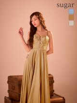 【JEAN MACLEAN/ジャンマクレーン】サテン/ バストジップ/ ギャザー/ キャミソール/ Aライン/ フレア/ ワンピース/ ロングドレス/ キャバドレスlong[OF2A]