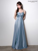 【JEAN MACLEAN/ジャンマクレーン】サテン/ バストジップ/ ギャザー/ キャミソール/ Aライン/ フレア/ ワンピース/ ロングドレス/ キャバドレスlong[OF2A]