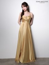 【JEAN MACLEAN/ジャンマクレーン】サテン/ バストジップ/ ギャザー/ キャミソール/ Aライン/ フレア/ ワンピース/ ロングドレス/ キャバドレスlong[OF2A]