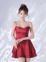 【予約商品/10月下旬発送予定】【ANIER./アニエル】【ROBE de FLEURS/ローブドフルール】Teardrop Drape Dress/ キャミソール/ サテン/ ドレープ/ 2段フリル/ ティアード/ フレア/ ミニドレス/ キャバドレス[OF05]