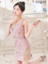 XSサイズあり【IRMA/イルマ】ビジュー/ ラメ/ タック/ クロスデザイン/ ノースリーブ/ タイト/ ミニドレス/ キャバドレス[OF2A]