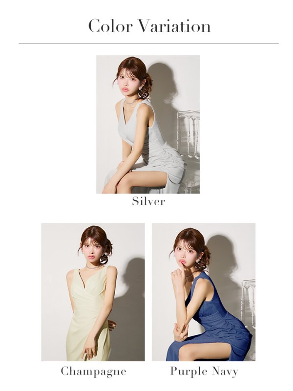 画像19: 【JEAN MACLEAN/ジャンマクレーン】シンプル/ ラメニット/ ノースリーブ/ タック/ スリット/ ストレッチ/ ロングドレス/ キャバドレス long[OF2A]