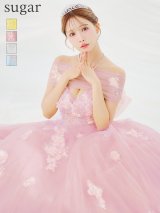 【JEAN MACLEAN/ジャンマクレーン】チュール/ ショール/ ベア/ オフショル/ 立体フラワー/ 刺繍/ フレア/ プリンセス/ ロングドレス/ キャバドレス long[OF2A]