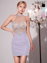 XSサイズあり【IRMA/イルマ】ビジュー/ 刺繍/ ホルターネック/ シアー/ ラメ/ ストレッチ/ タイト/ ミニドレス/ キャバドレス[OF2A]【一部予約商品/12月下旬発送予定】