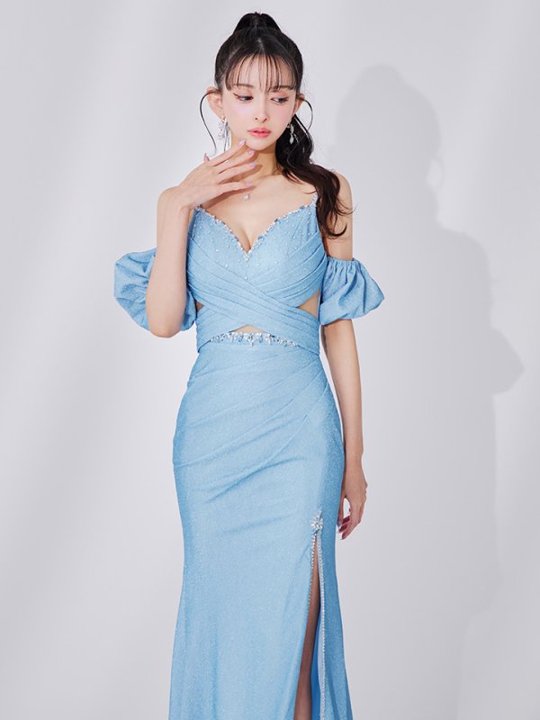 スカイブルー モデル：まおちゃる　身長：158cm　着用サイズ：Sサイズ