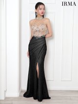 【IRMA/イルマ】ビジュー/ シースルー/ ホルターネック/ ラメニット/ ストレッチ/ ロングドレス/ キャバドレス long[OF2A]