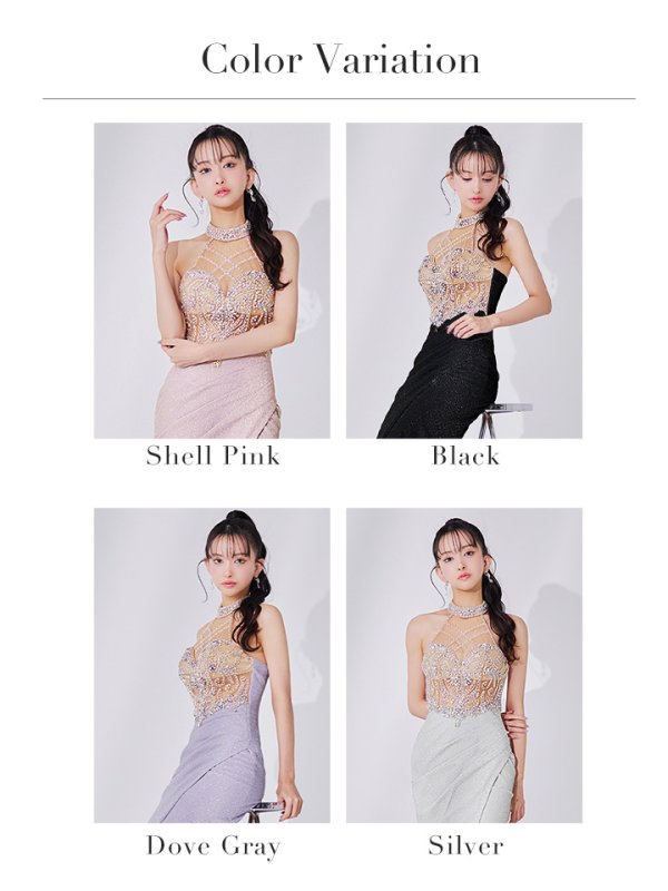 画像25: 【IRMA/イルマ】ビジュー/ シースルー/ ホルターネック/ ラメニット/ ストレッチ/ ロングドレス/ キャバドレス long[OF2A]