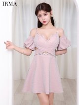 XSサイズあり【IRMA/イルマ】パフスリーブ付き/ 2way/ ラメニット/ ビジュー/ キャミソール/ ストレッチ/ フレア/ ミニドレス/ キャバドレス[OF2A]