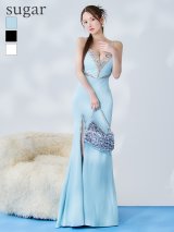 【IRMA/イルマ】キャミソール/ シースルー/ ビジュー/ スリット/ ストレッチ/ ロングドレス/ キャバドレス long[OF2A]