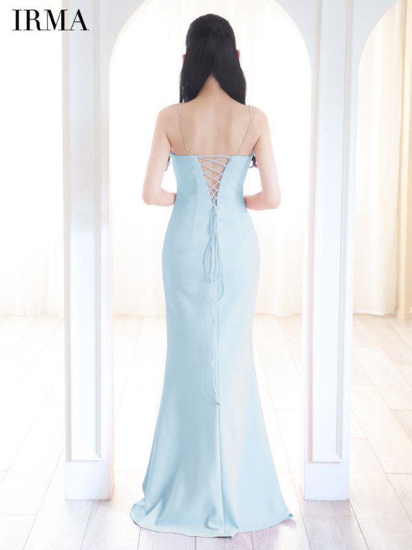 ライトブルー　モデル：まおちゃる　身長：158cm　着用サイズ：Mサイズ