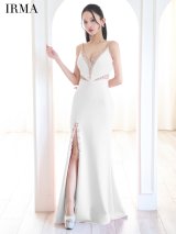 【IRMA/イルマ】キャミソール/ シースルー/ ビジュー/ スリット/ ストレッチ/ ロングドレス/ キャバドレス long[OF2A]