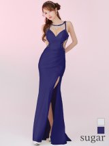 【IRMA/イルマ】キャミソール/ ビジュー/ シースルー/ スリット/ タック/ ストレッチ/ タイト/ ロングドレス/ キャバドレス long[OF2A]