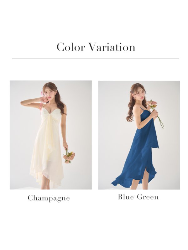 画像22: Lサイズあり【JEAN MACLEAN/ジャンマクレーン】シフォン/ キャミソール/ テールカット/ フレア/ ミディアムドレス/ キャバドレス[OF2A]