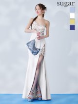 【予約商品/6月下旬発送予定】【IRMA/イルマ】ワンショルダー/ フラワーレース/ ビジュー/ シアー/ ストレッチ/ ロングドレス/ キャバドレス long[OF2A]