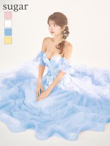 【JEAN MACLEAN/ジャンマクレーン】立体フラワー/ オフショル/ ベア/ レース/ チュール/ フレア/ プリンセス/ ロングドレス/ キャバドレス long[OF2A]