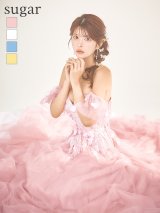 【JEAN MACLEAN/ジャンマクレーン】立体フラワー/ オフショル/ ベア/ レース/ チュール/ フレア/ プリンセス/ ロングドレス/ キャバドレス long[OF2A]