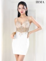 【予約商品/7月下旬発送予定】XSサイズあり【IRMA/イルマ】ダブルストラップ/ キャミソール/ シアー/ ビジュー/ スパンコール刺繍/ 切替/ ストレッチ/ タイト/ ミニドレス/ キャバドレス[OF2A]