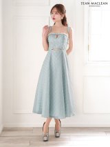 【予約商品/7月下旬発送予定】Lサイズあり【JEAN MACLEAN/ジャンマクレーン】ショルダーリボン/ キャミ/ ビジュー/ パール/ カットアウト/ ダイヤ柄/ フレア/ Aライン/ ミモレ丈/ ミディアムドレス/ キャバドレス[OF2A]