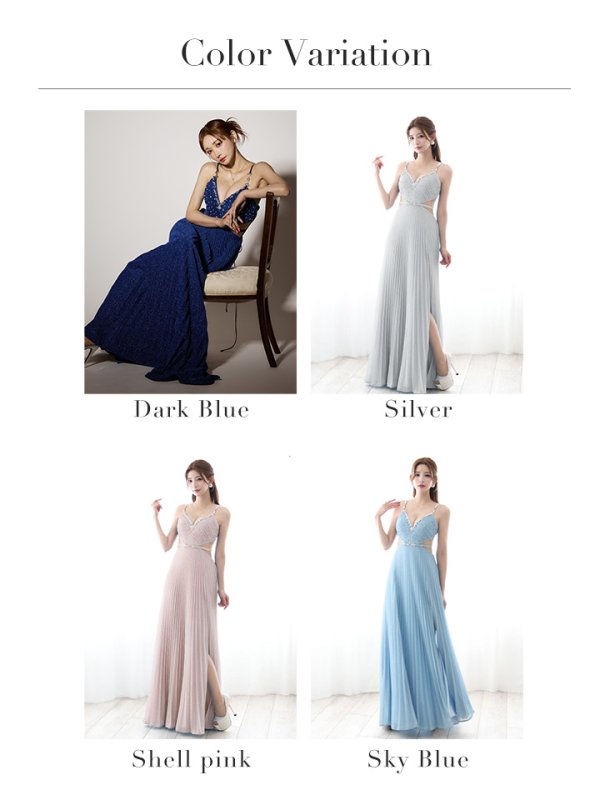 画像19: 【JEAN MACLEAN/ジャンマクレーン】ラメ/ ビジュー/ キャミソール/ ウエストシアー/ プリーツ/ スリット/ Aライン/ フレア/ ロングドレス/ キャバドレスlong[OF2A]