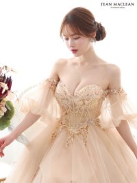 【JEAN MACLEAN/ジャンマクレーン】パフスリーブ/ オフショル/ ベア/ レース/ チュール/ シアー/ フレア/ プリンセス/ ロングドレス/ キャバドレス long[OF2A]